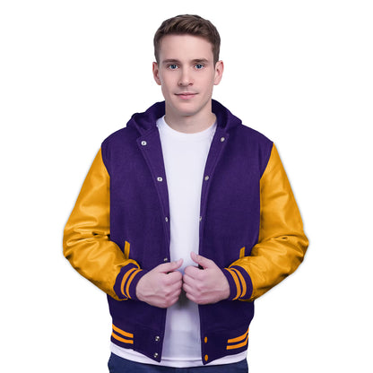 Yellow-Leather Sleeves & Wool Body (Hoodie)