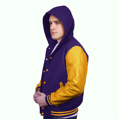 Yellow-Leather Sleeves & Wool Body (Hoodie)