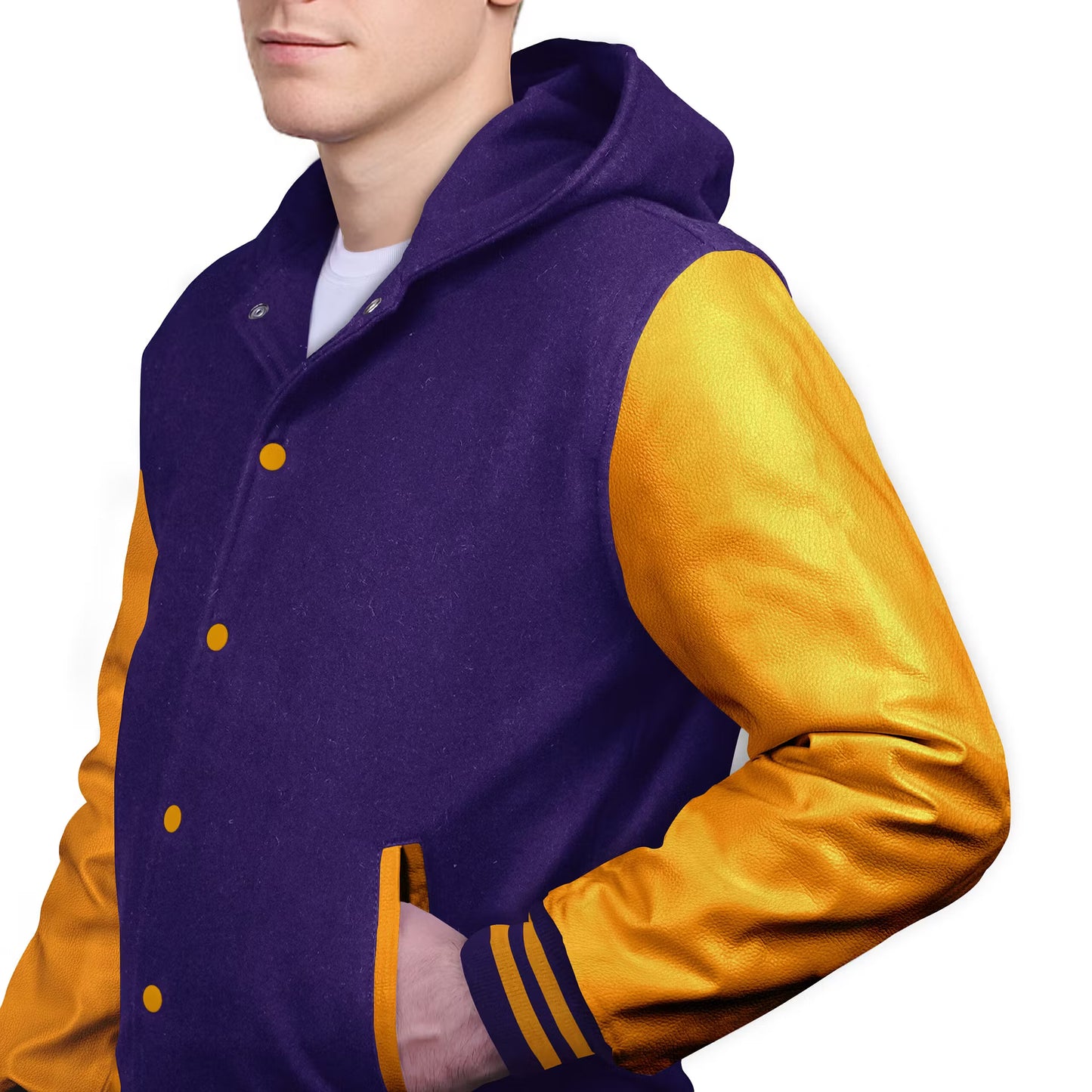 Yellow-Leather Sleeves & Wool Body (Hoodie)