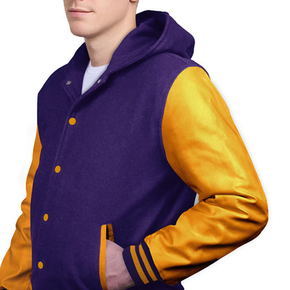 Yellow-Leather Sleeves & Wool Body (Hoodie)