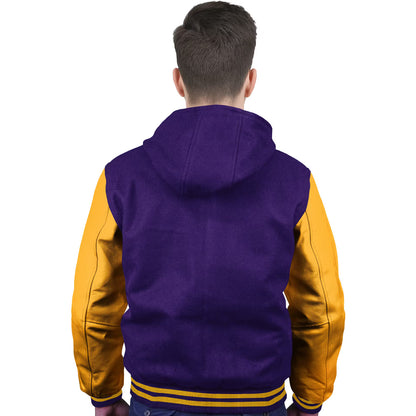 Yellow-Leather Sleeves & Wool Body (Hoodie)