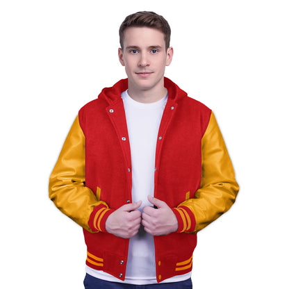 Yellow-Leather Sleeves & Wool Body (Hoodie)