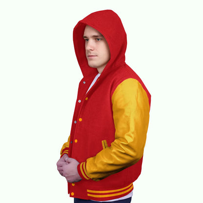 Yellow-Leather Sleeves & Wool Body (Hoodie)