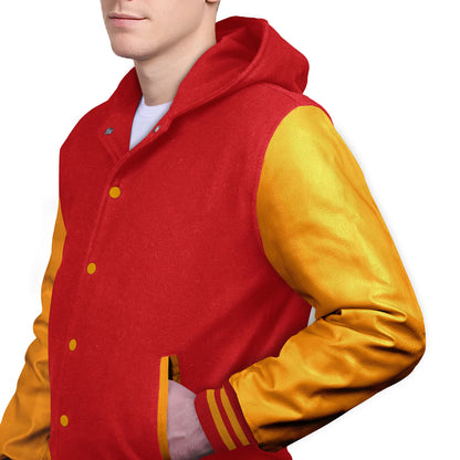 Yellow-Leather Sleeves & Wool Body (Hoodie)