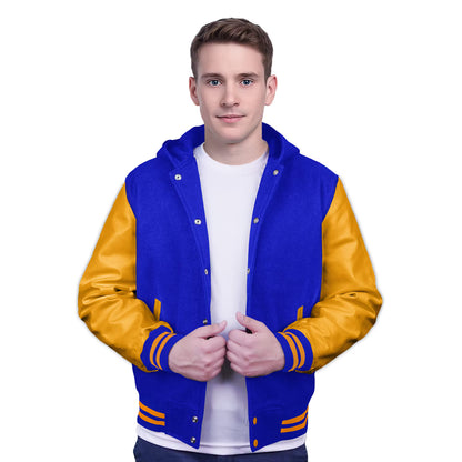 Yellow-Leather Sleeves & Wool Body (Hoodie)