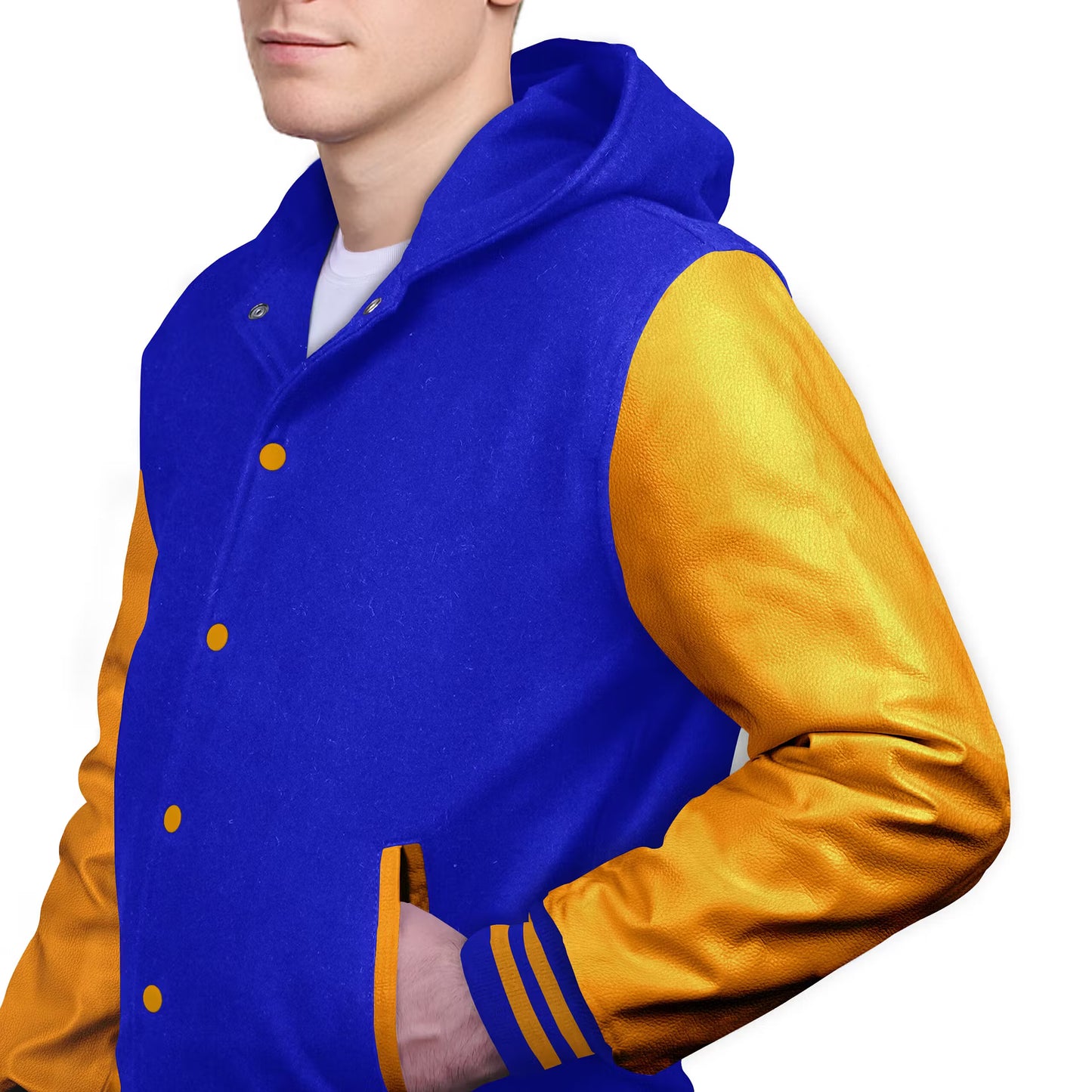 Yellow-Leather Sleeves & Wool Body (Hoodie)