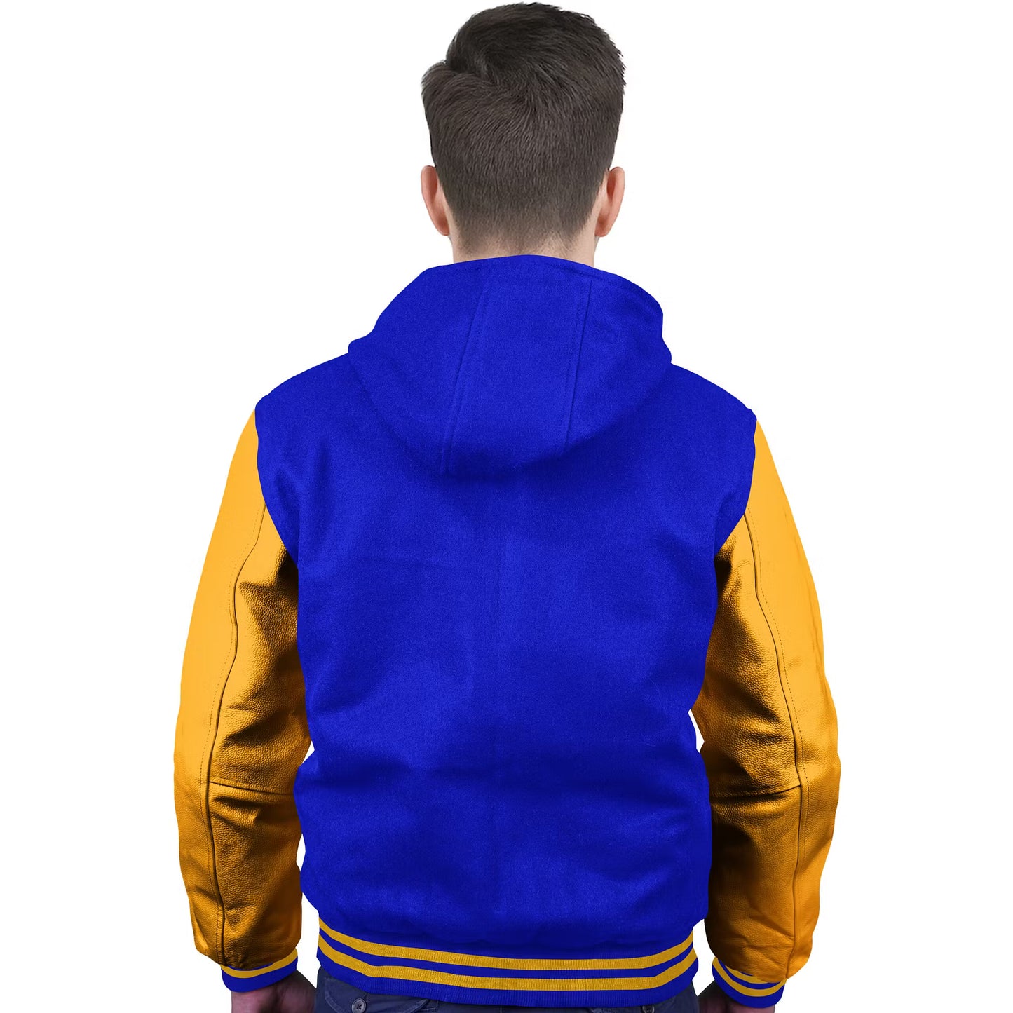 Yellow-Leather Sleeves & Wool Body (Hoodie)