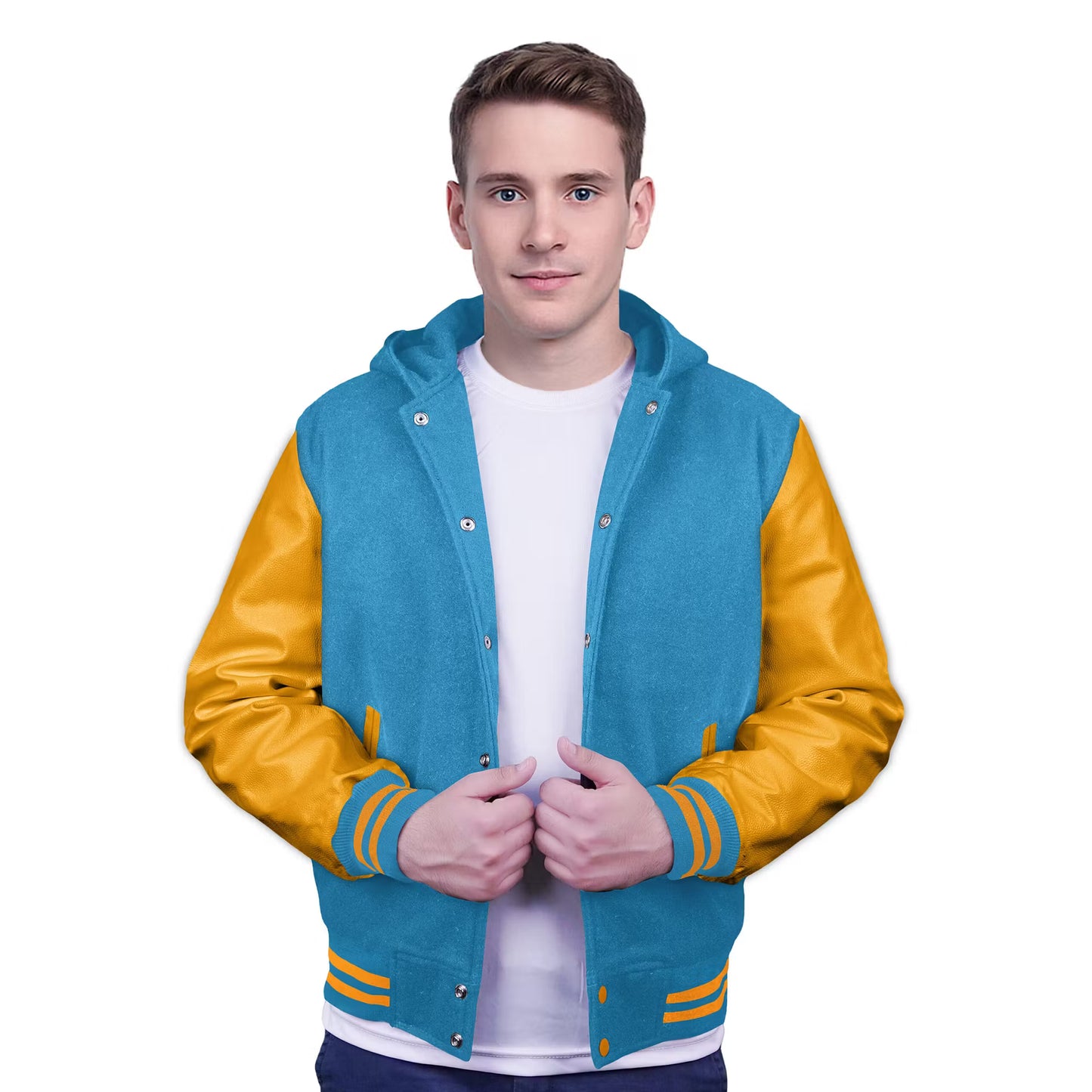 Yellow-Leather Sleeves & Wool Body (Hoodie)