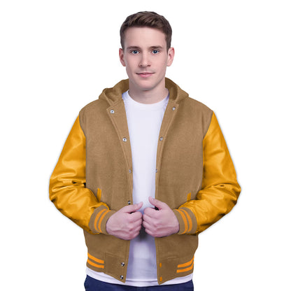 Yellow-Leather Sleeves & Wool Body (Hoodie)