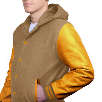 Yellow-Leather Sleeves & Wool Body (Hoodie)