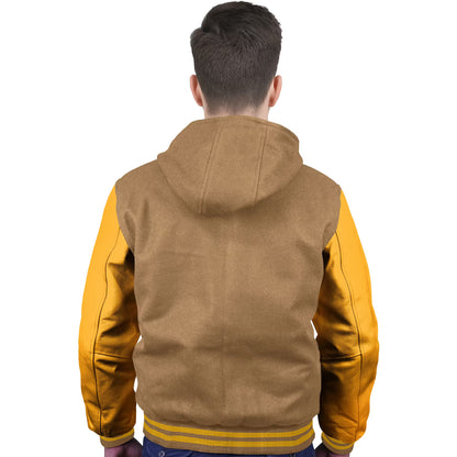 Yellow-Leather Sleeves & Wool Body (Hoodie)