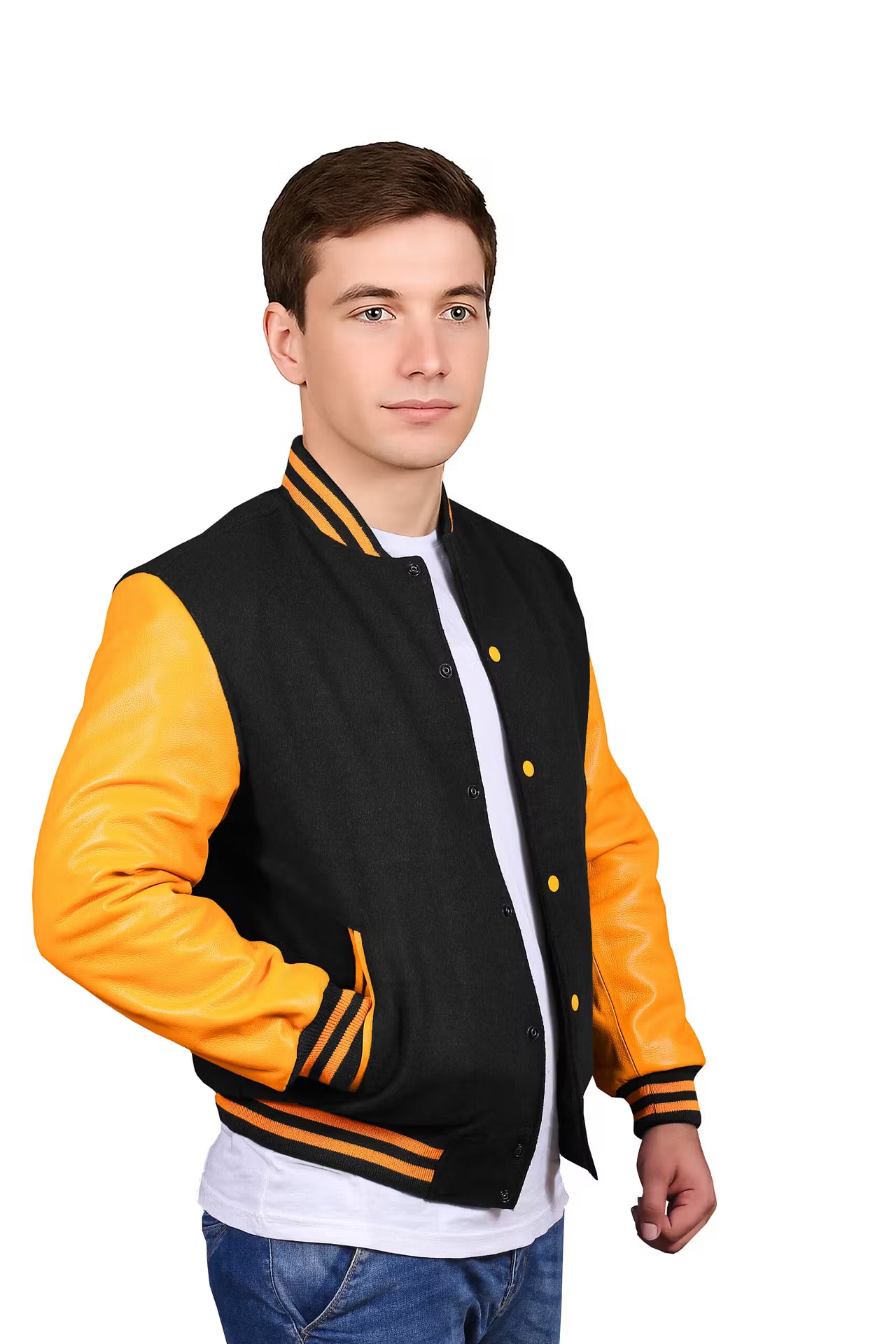 Yellow-Leather Sleeves & Wool Body