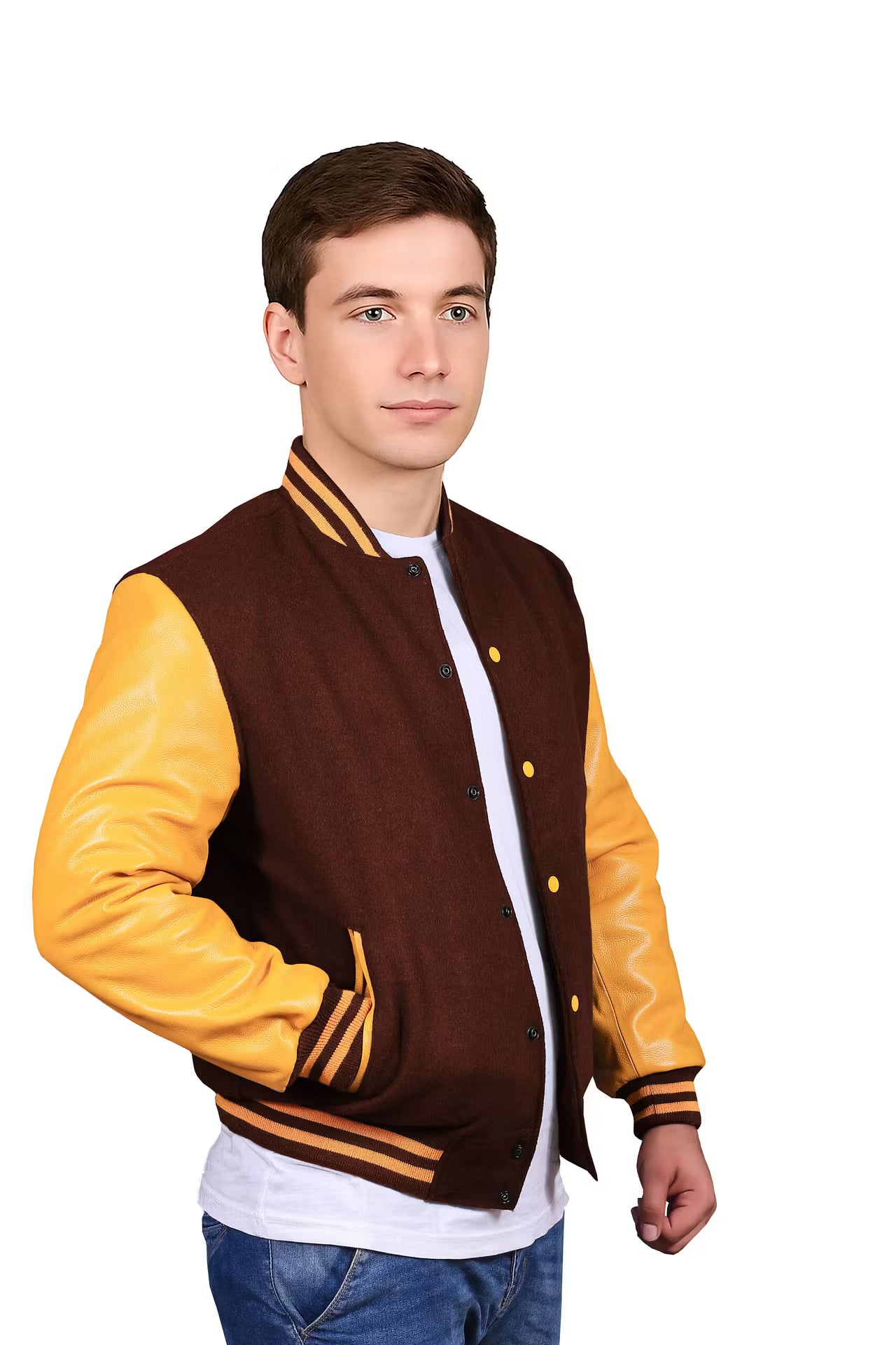 Yellow-Leather Sleeves & Wool Body