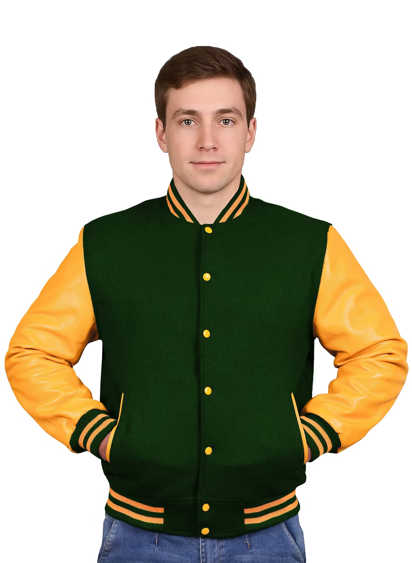 Yellow-Leather Sleeves & Wool Body