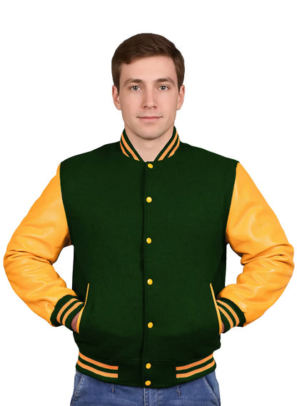 Yellow-Leather Sleeves & Wool Body