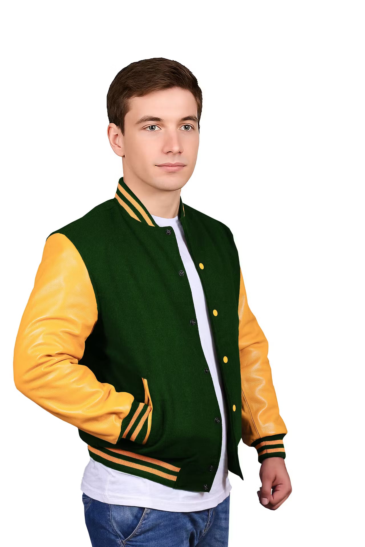 Yellow-Leather Sleeves & Wool Body