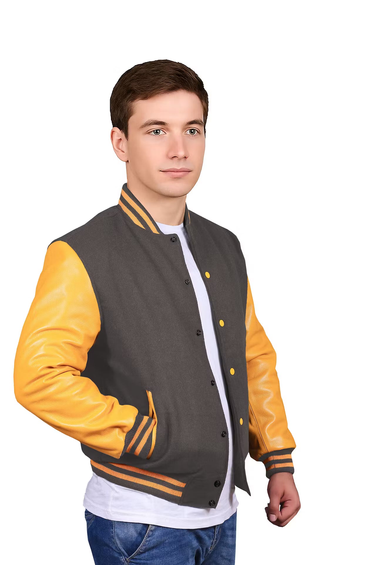 Yellow-Leather Sleeves & Wool Body