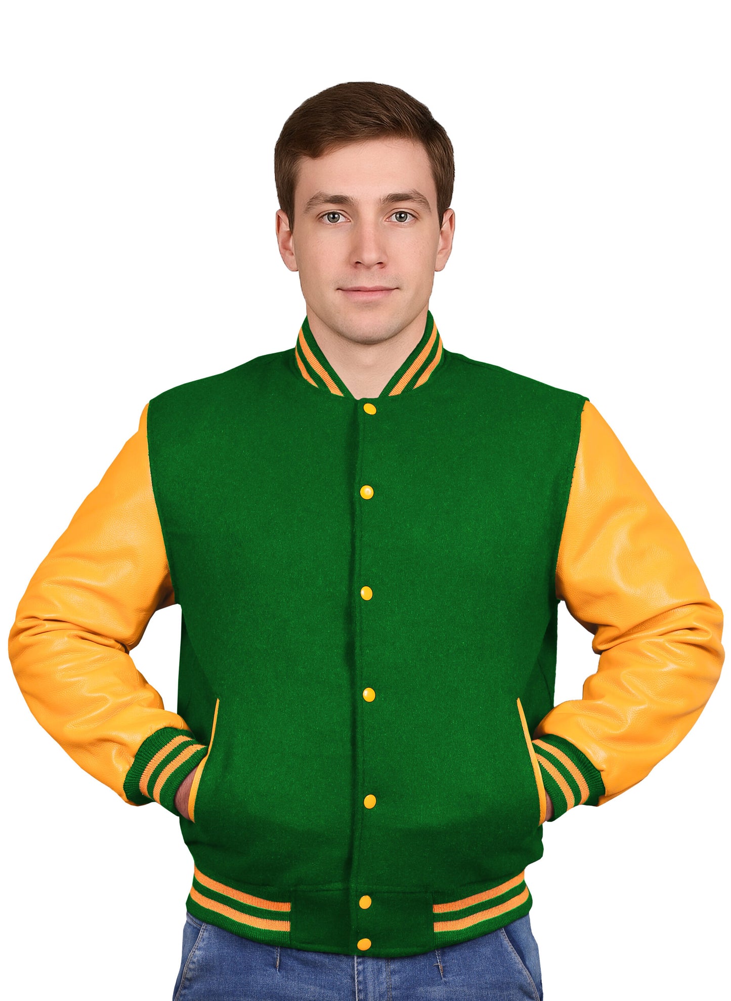 Yellow-Leather Sleeves & Wool Body