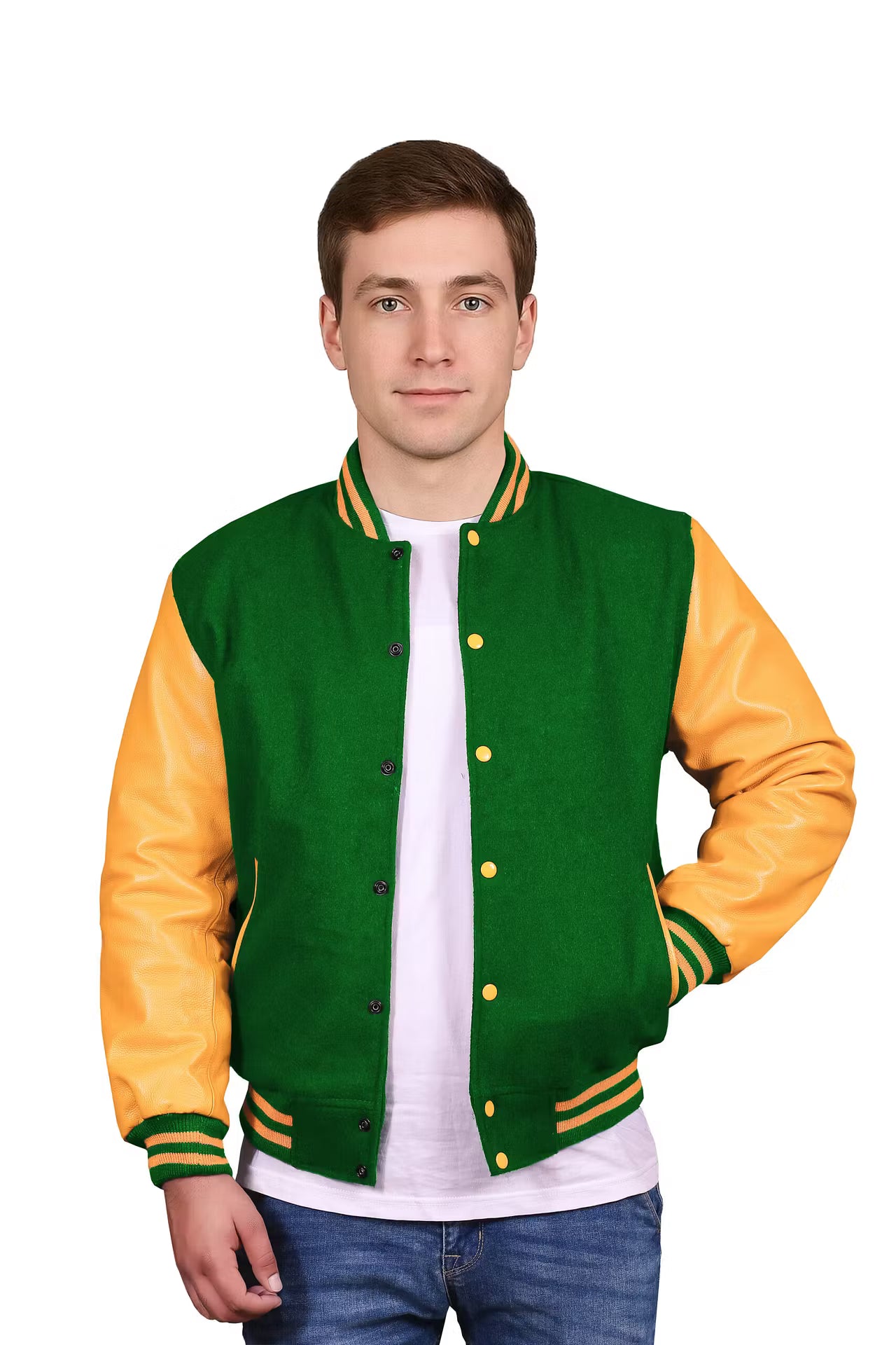 Yellow-Leather Sleeves & Wool Body