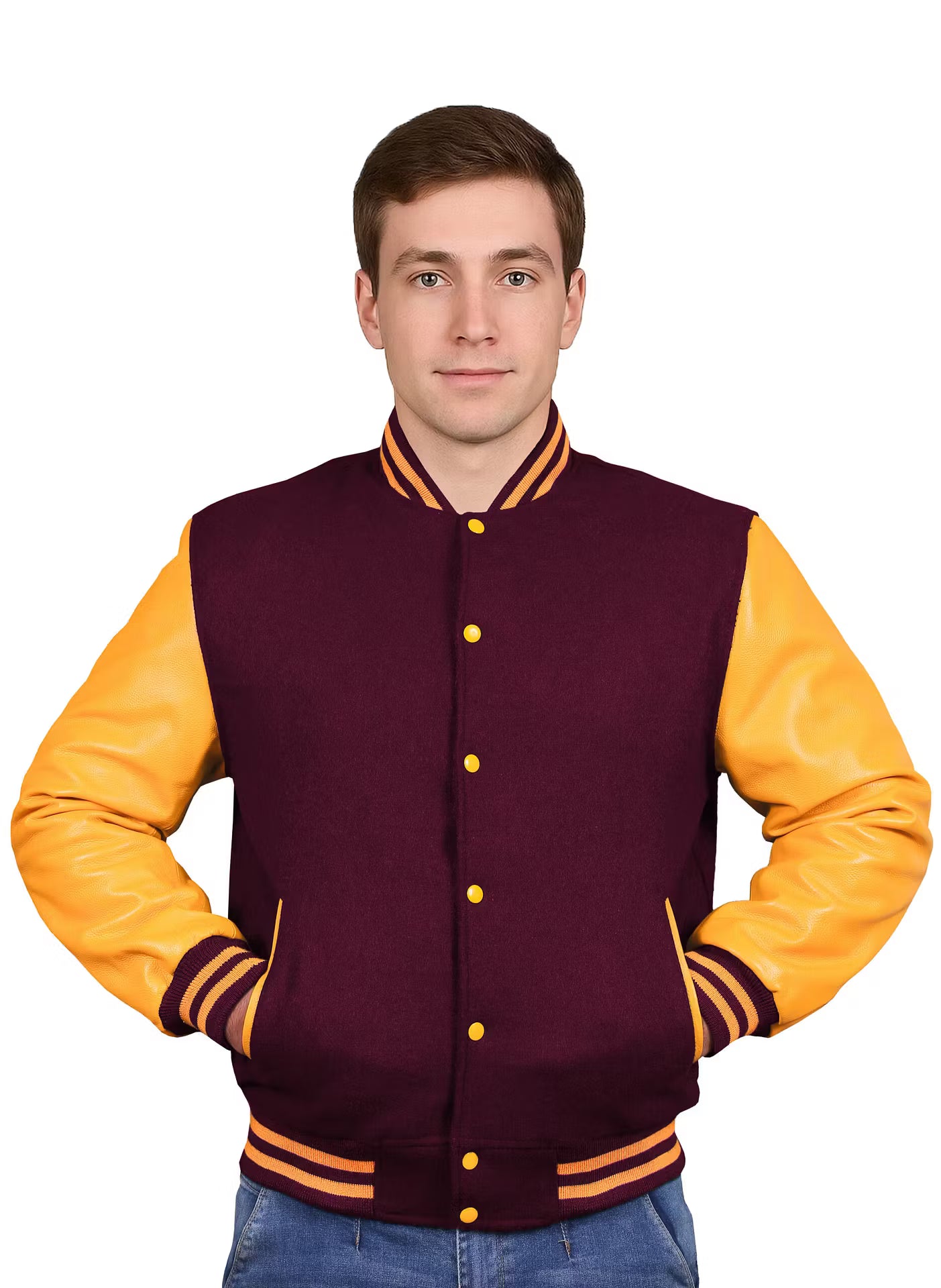 Yellow-Leather Sleeves & Wool Body