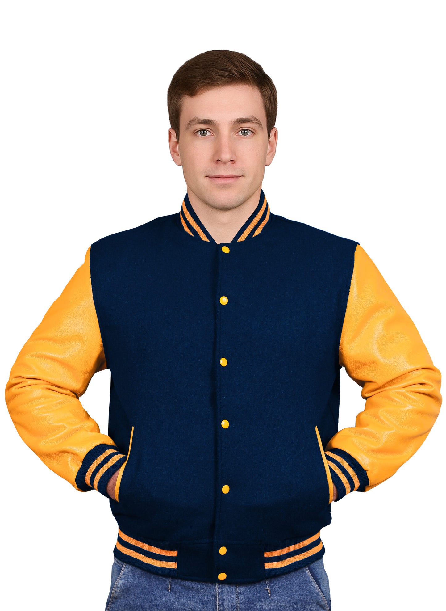 Yellow-Leather Sleeves & Wool Body