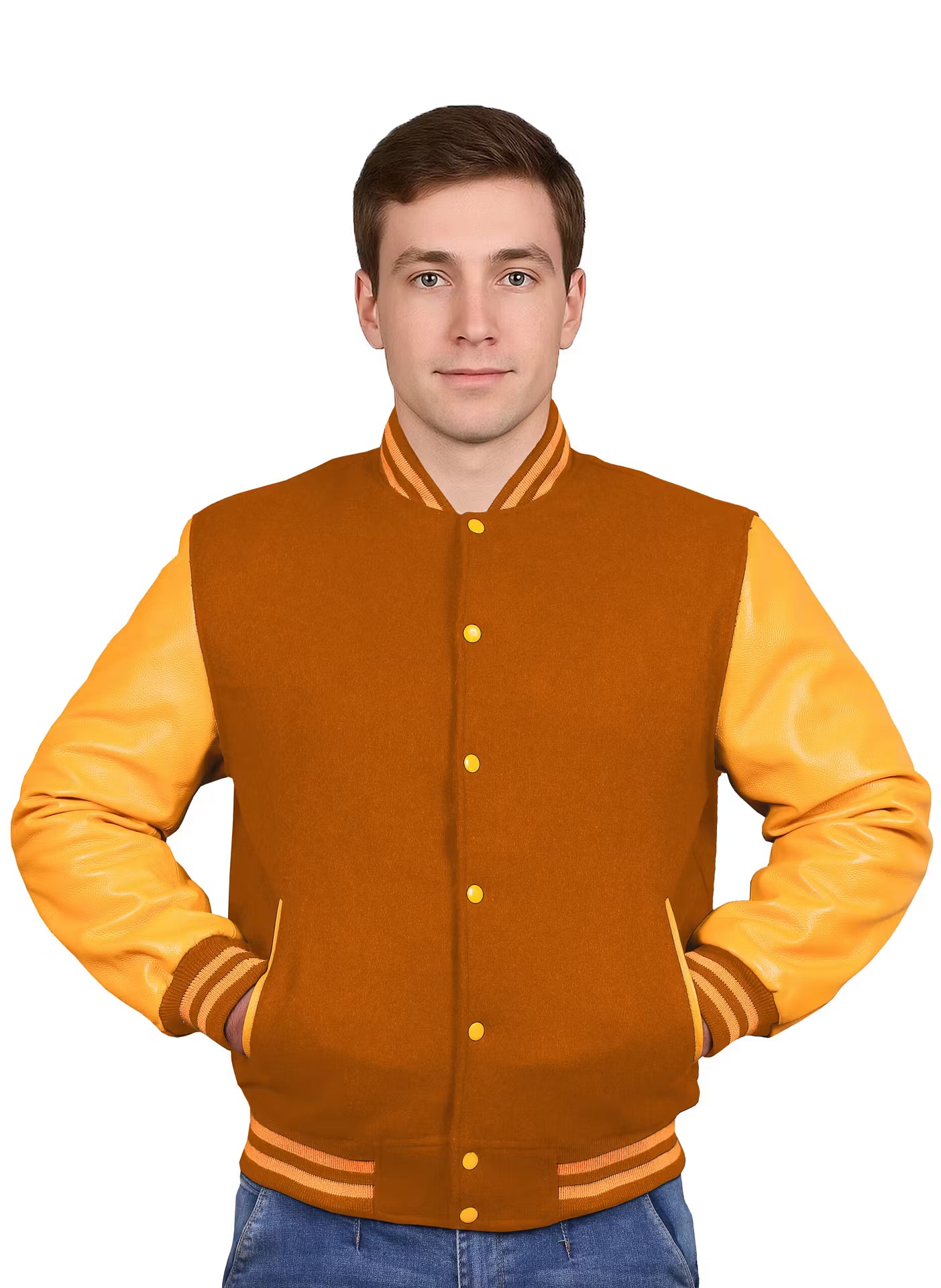 Yellow-Leather Sleeves & Wool Body