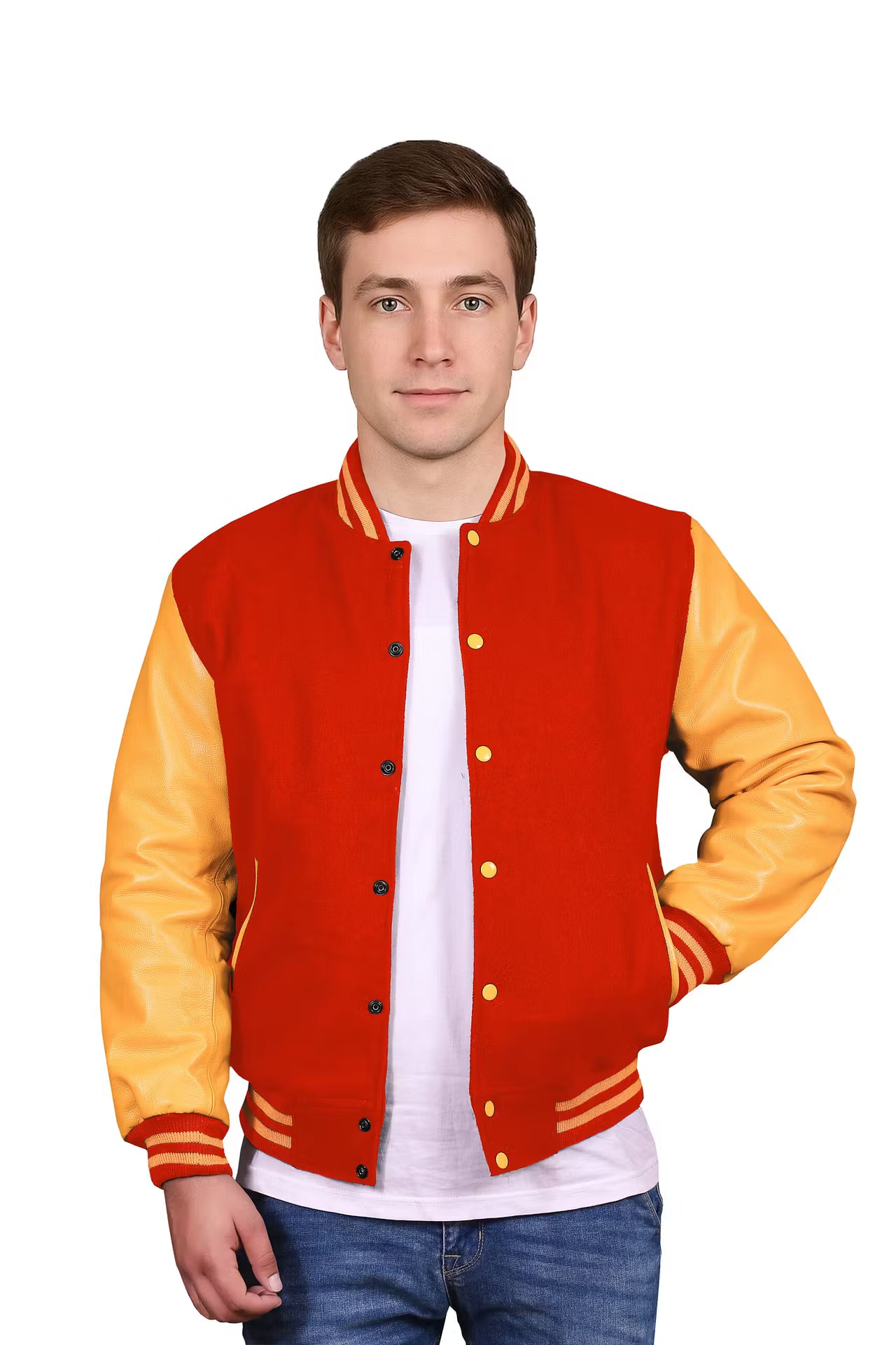 Yellow-Leather Sleeves & Wool Body