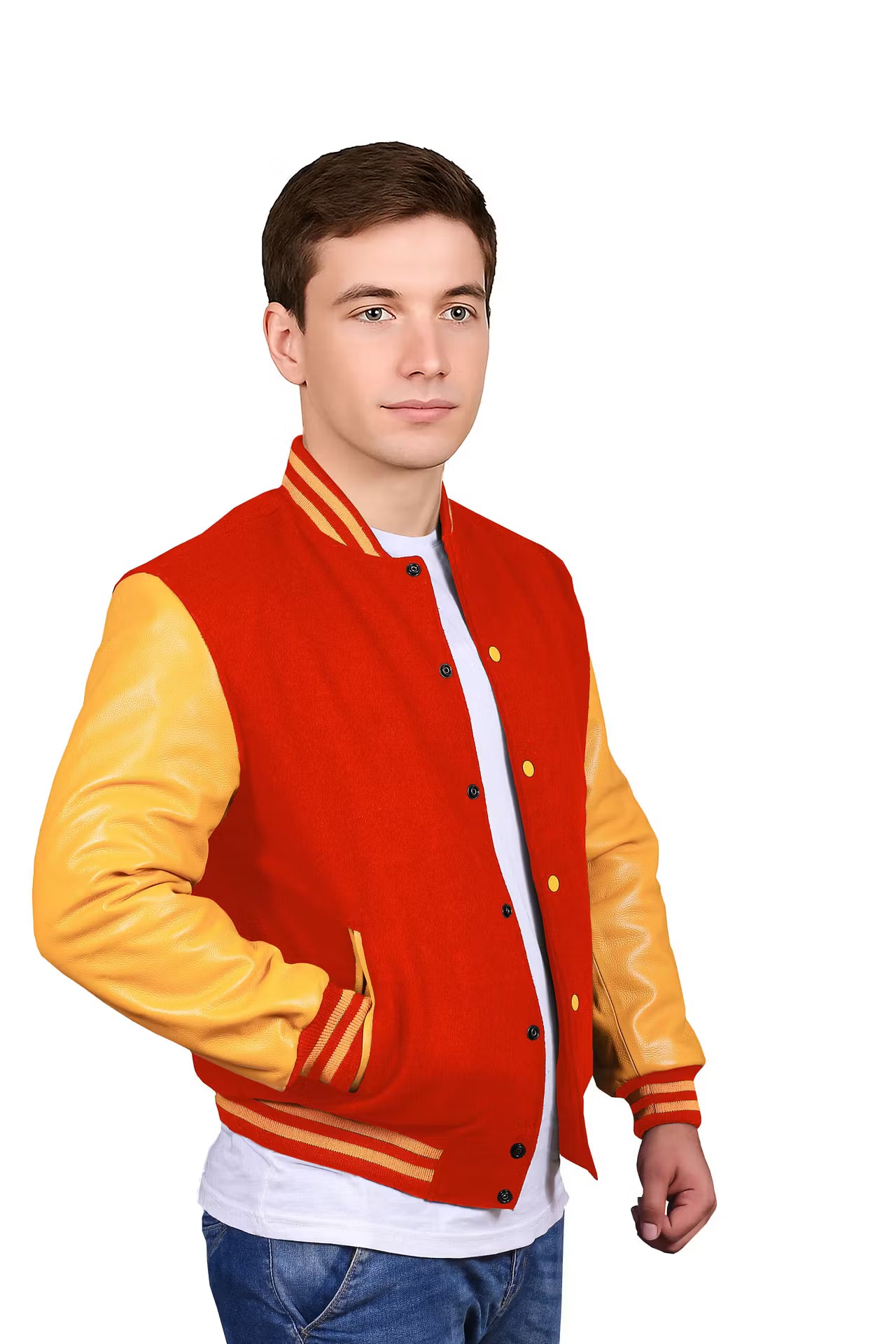 Yellow-Leather Sleeves & Wool Body