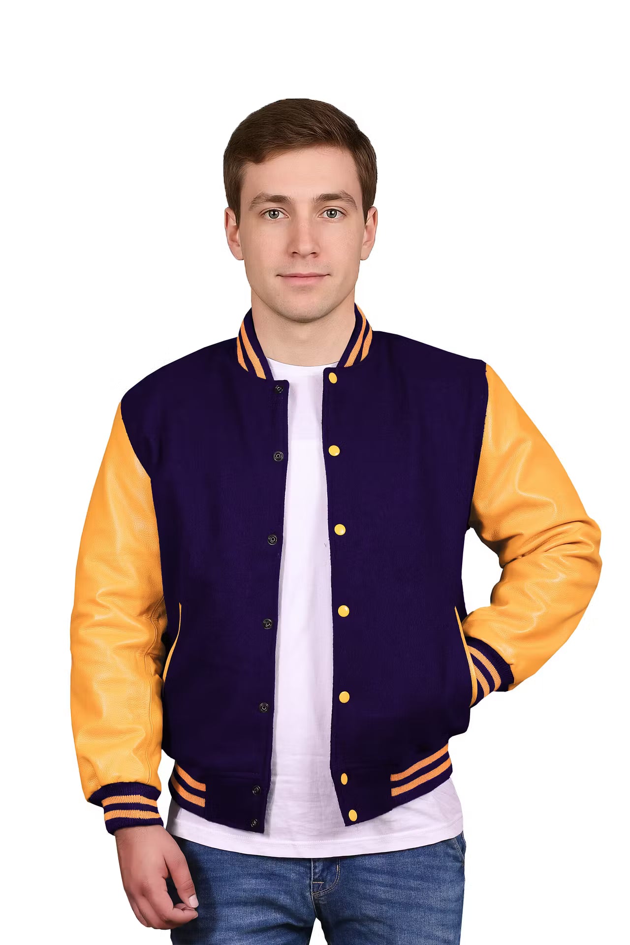 Yellow-Leather Sleeves & Wool Body