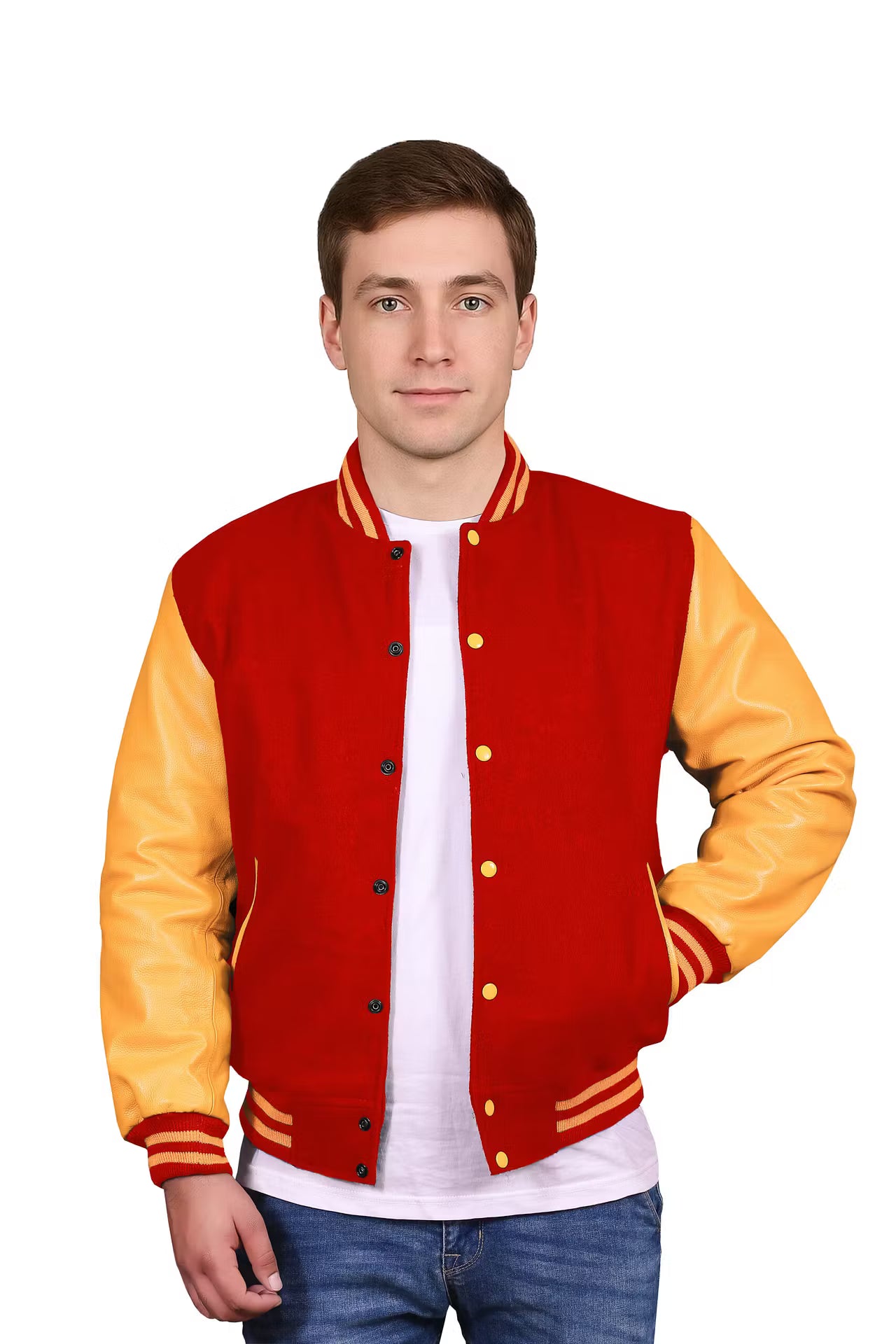 Yellow-Leather Sleeves & Wool Body