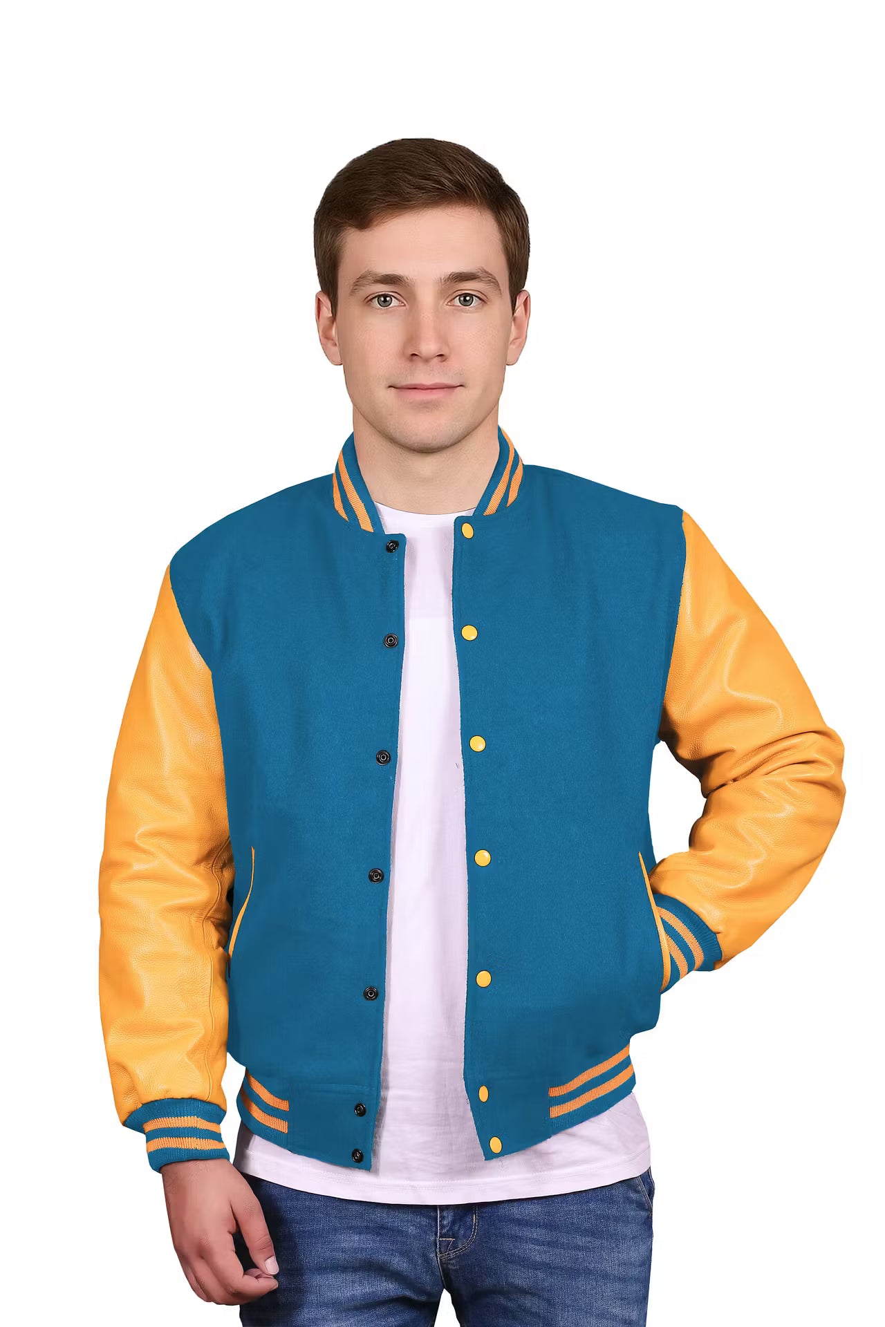 Yellow-Leather Sleeves & Wool Body