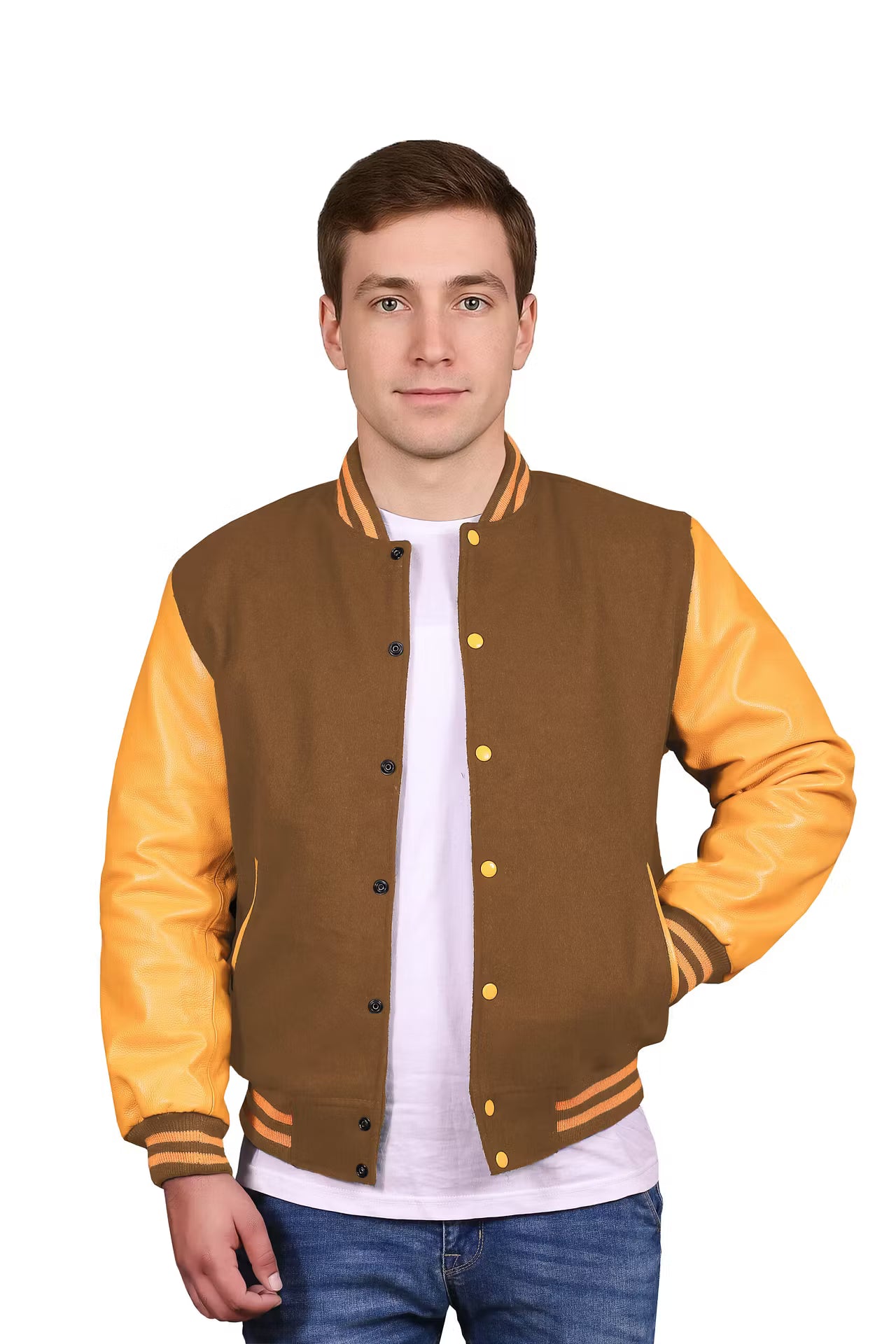 Yellow-Leather Sleeves & Wool Body