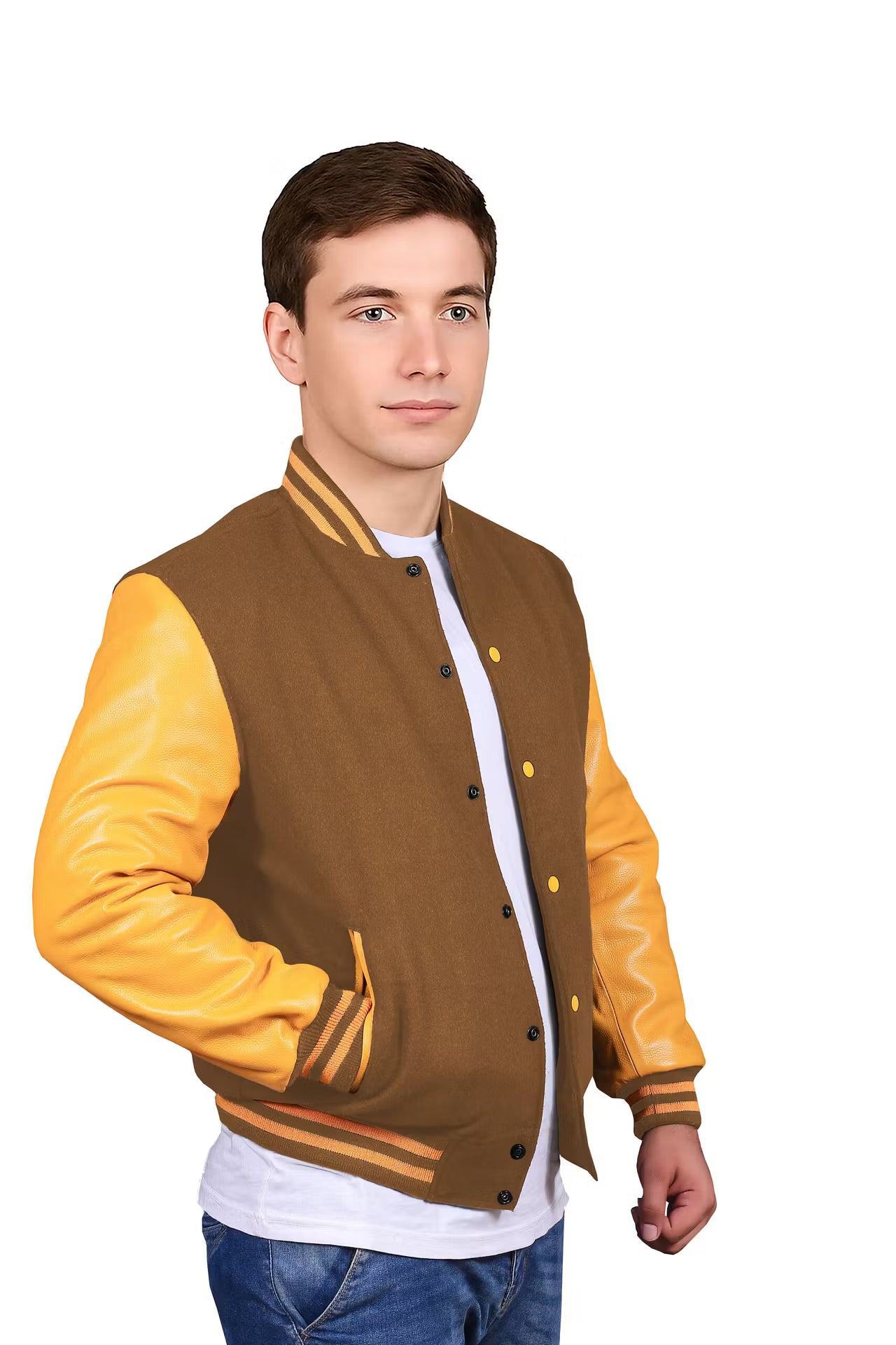 Yellow-Leather Sleeves & Wool Body